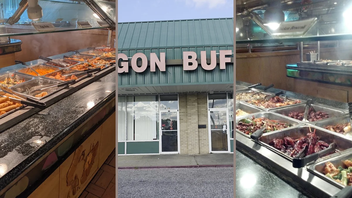 Buffet trays with Chinese dishes