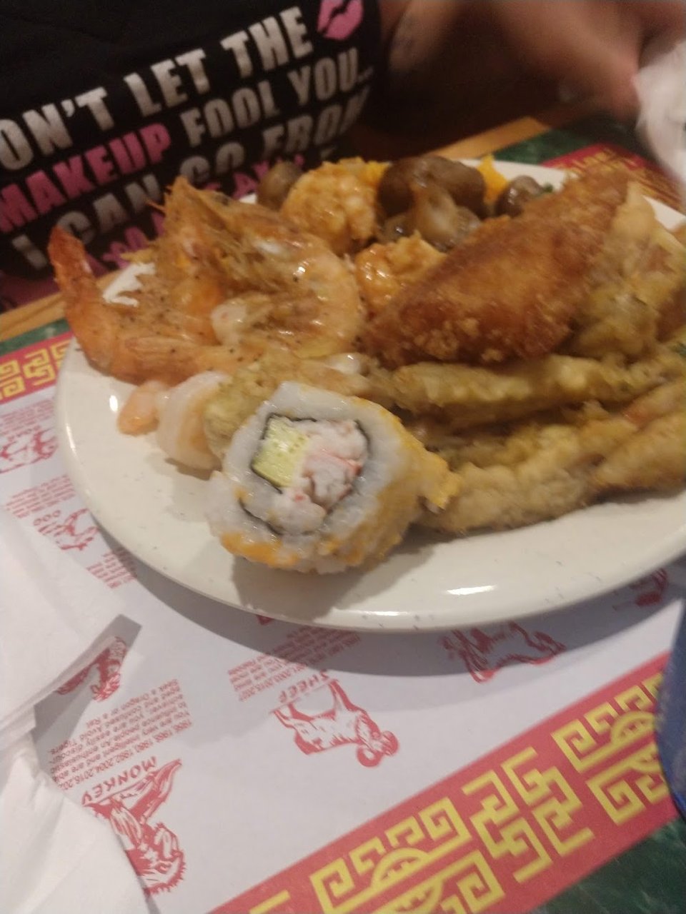 Egg rolls and sweet and sour chicken